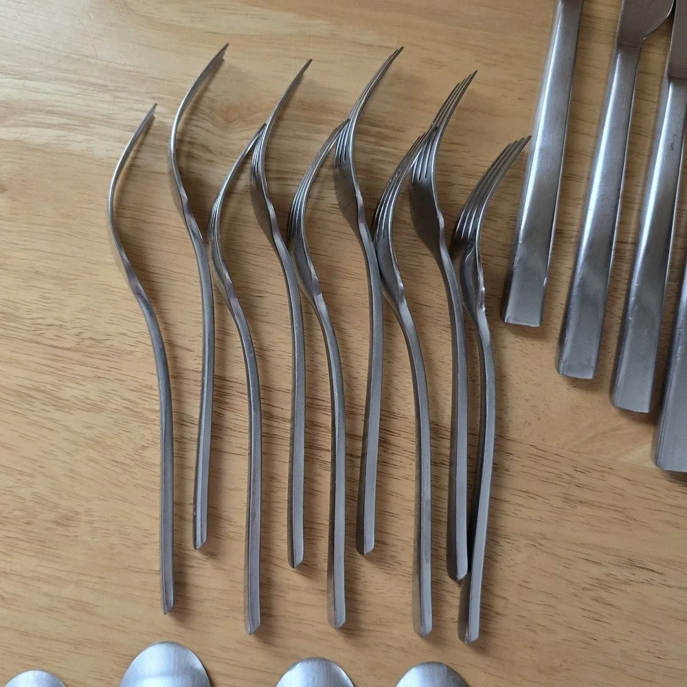 Cambridge Stainless Flatware Service for 9 Satin Tapered Handles 45 Piece Set